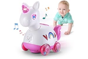 Yerloa Unicornio Interactivo Juguetes Niños 1 Año, Musical Juguetes Bebes 6-12 Meses Touch & Go Unicornio con Luces y Sonidos, Regalos Originales para Bebes Niños 1 2 años,A- Pink