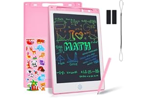 Coolzon Tablette Dessin Enfant, 10 Pouces Tablette D'écriture Effaçable Et réutilisables,Ardoise Magique pour Dessin de Peinture et listes de Notes, Autocollants de Dessins Animés Gratuits,Rose