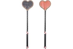 FUNLOVE Cuir avec Diamants Rouge avec Dentelle Coeur en Forme de Fouet Reine Fouet Noir cravache (Les Styles de Cuir et de Diamant sont envoyés au Hasard)