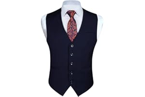 Enlision Gilet da Abito da Uomo Tinta Unita Cotone Panciotto Elegante Casual Moda Smanicato Scollo a V Matrimonio Formale Lavoro Cerimoni XS-4XL