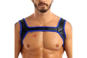 Agoky Arnés de Pecho Neopreno para Hombre Lencería Erótica Cosplay Cinturón Músculo Correas Anchas Doble Hombro Ropa Noche Club Juego de Roles