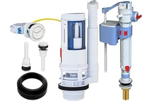 HEYOUTH Mecanismo de Descarga de Cisterna de Inodoro Universal,Válvula de llenado para el lado de suministro del inodoro,Mecanismo Cable para WC Doble,con Cable,Dos Pulsadores,Fácil Instalar (Inodoro split)