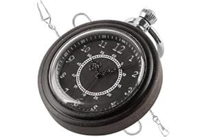 Tiong Orologio da tasca vintage in legno al quarzo, fatto a mano, in legno di bambù, con catena, da uomo, con scatola regalo