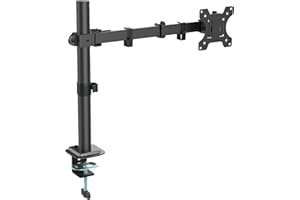 GROOV E Groov-e Single Monitor Mount for 13-32 Inch Screens - VESA Compatible, Made of Durable Steel, with Adjustable Height, Tilt, and Swivel, Includes Clamp & Grommet Mounting Options, Easy to Assemble