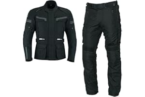 WMW WALI MOTO WEAR Traje de moto para hombre, chaqueta combi de tela para hombre, ropa de motorista y pantalón negro con protectores, chaqueta y pantalón