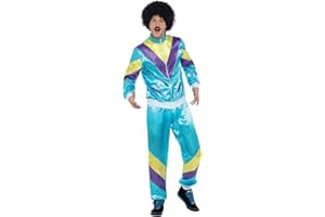 Smiffys 80-tych bardzo modny dres do joggingu, niebieski, z kurtką i spodniami