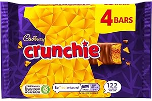 Cadbury Crunchie, Honeycomb Centre Covered in Milk Chocolate, Multipack of 4 x 32 g Bar (Pack of 1)
