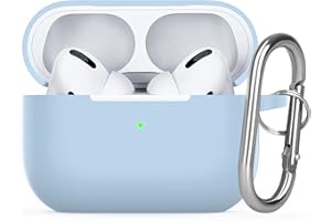 Watruer per AirPods Pro 2 Custodia, Morbida Pelle in Silicone Custodia Protettiva Antiurto con Portachiavi per New Apple Airpods Pro 2nd Gen Case 2022 [LED Anteriore Visibile] - Azzurro