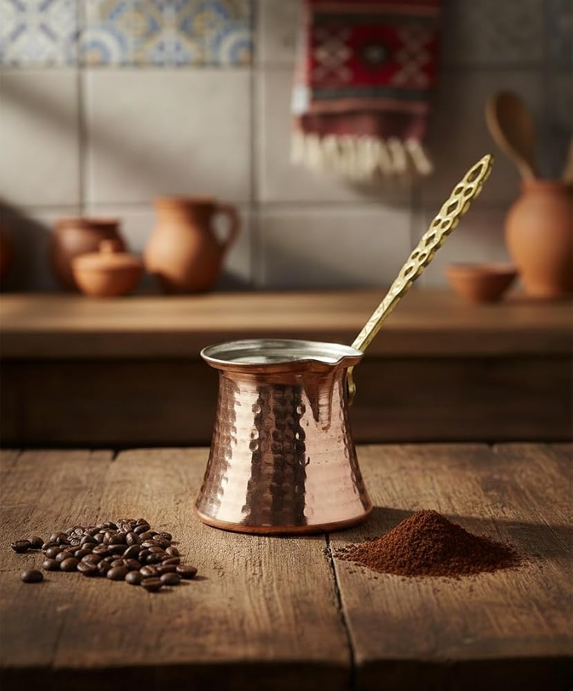 LUDIA Dövme Bakır El Yapımı Cezve Kahve Cezvesi (248ml)