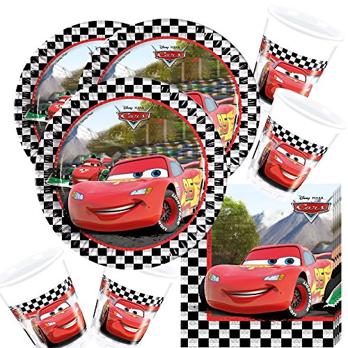 52-teiliges Disney PIXAR Party-Set Cars Formula - Teller Becher Servietten für 16 Kinder