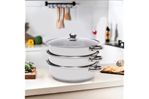 CHENSYO Vapore in acciaio inox con 3 strati e maniglia, vapore multiuso per cucinare carne e verdure in una pentola