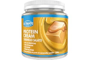 Ultimate Italia - Crema proteica al 30% spalmabile, senza zuccheri - 250g - gusto caramello salato - poche calorie, senza glutine, con vitamine