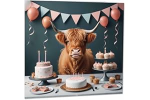 PURPLE FOX Kartka urodzinowa Highland Cow 145 mm x 145 mm