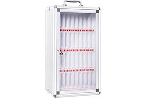 TYLZDZ 6/12/24/36/48/60-Slot-Handy-Aufbewahrungsschrank, Tragbarer Handy-Schrank, Abschließbare Telefon-Sicherheitsbox, Für Schule, Fabrik, Prüfung, Arbeit (Color : Silver, S : 36)