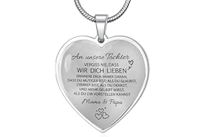 YOTHIWAD Halskette für Tochter herz anhänger Tochter Kette mit inspirierendem Text an meine tochter Halskette Schmuck Geschenke für Tochter von Mama Papa