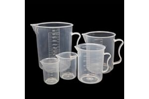 MUYIRTED - Juego De 5 Jarras Medidoras De Plástico, 50 Ml, 100 Ml, 250 Ml, 500 Ml, 1000 Ml, Se Puede Utilizar Como Tazas Medidoras De Cocina Y Vaso De Medición De Laboratorio