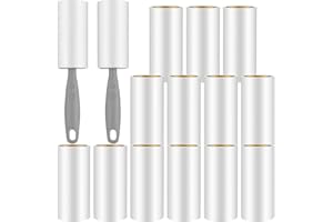 Omtofo Rouleau Poils Animaux, 15 Rouleaux 900 Feuilles Brosse Collante, 2 Poignée, Rouleau adhesif Vetement pour VêTements, Cheveux, Canapé, Lit, Poils de Chat et Chien