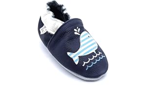 LEPEPPE - Scarpine in Pelle Prima Infanzia - Pantofole Babucce - Neonato - Nido - Materne Danza - Primi Passi Fino al 32/33! Balena Azzurra