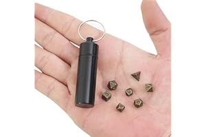 Charfia Set di 7 dadi DND per Dungeon and Dragons MTG RPG D&D D20, D12, D10, D%, D8, D6, D4, mini dadi poliedrici e RPG (bronzo antico)
