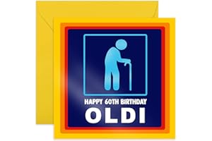 Central 23 - Zabawna kartka na 60. urodziny dla mężczyzn - 'Happy 60th Birthday Oldi' - Zabawny prezent dla taty wiek sześćdziesiąt 60 - Żarty na starszym wieku dla męża - W zestawie zabawne naklejki