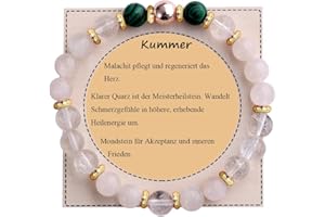UEUC Heilstein-Perlenarmband für Frauen, Armband mit natürlichen Edelsteinen, Gleichgewichtsschutz, spirituelles Kristallperlenarmband zur Angstlinderung mit Bedeutungskarte