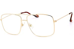 NEW VISION NEWVISION® Occhiali da Lettura,Occhiali da Vista Uomo,Occhiali Vintage Donna,Montatura in Metallo con Doppio Ponte,Stile Unisex Retro Aviatore,Occhiali Discoteca