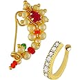 VAMA FASHION Marathi Maharashtrian nosepins ring stud without piercing Banu nath for Women & Girls.