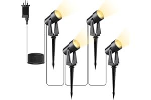 Svater Garden Spotlights Mains Powered, 46FT/14m 4-in-1 LED Landscape Lights Warm White 3000K 14V IP65 Waterproof Outdoor Garden Lights Pathway Lighting for Lawn Yard, Patio,Driveway,Party
