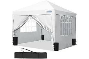 Quictent Pop Up Canopy Gazebo with Removable Sidewalls, Adjustable Height Event Shelter, 3x3m (10x10ft) Portable Tent for Garden Party, Camping, White