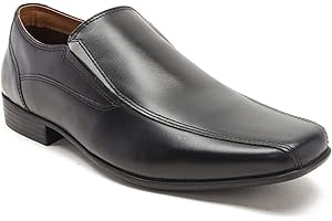 Thomas Crick Men's 'Moray' Slip-on Shoes, Classic, Timeless and Durable Formal Shoes with a Smart and Sleek Upper, Crafted with Premium Quality Leather (Black/Tan)