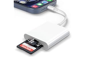 LA BRODÉE 2 in 1 SD Card Reader for iPhone/iPad, Camera SD Card Reader with Dual Slot SD/Micro SD Card Reader Adapter for iPhone 14/13/12/11/8/7/6/Plus/Pro/Max, Plug and Play