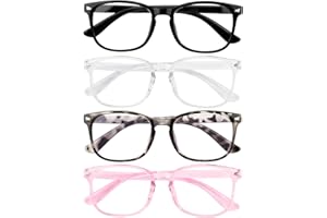 OMCGG 4 paia di occhiali anti luce blu per uomo e donna, occhiali da gioco per computer leggeri occhiali anti luce blu per schermo PC anti-affaticamento degli occhi trasparenti neri tartarugati rosa