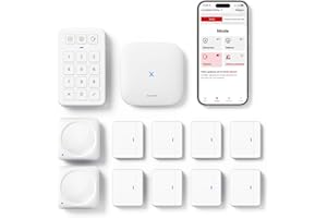 X-Sense Kit de Sécurité pour la Maison, Alarme sans Fil Compatible avec Alexa et Application pour Alertes en Temps Réel, Station de Base, Capteurs de Porte, Détecteurs de Mouvement, Clavier, AS12