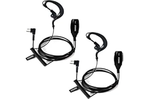 HYSHIKRA Auricolare a forma di G a 2 pin con microfono Big PTT, compatibile con Motorola DP1400 CP040 GP300 GP88 Auricolare radio bidirezionale per guardia del corpo di sicurezza (2)