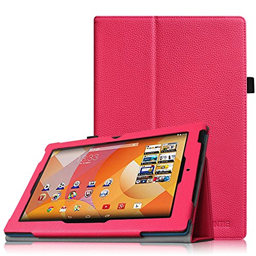 Fintie Medion Lifetab S10366 / S10333 / S10334 / S10345 / S10346 / S10365 / P10341 Hülle - Folio Kunstleder Schutzhülle Tasche Cover Case Etui mit Ständerfunktion und Stylus-Halterung für MEDION LIFETAB S10366 / S10333 / S10334 / S10345 / S10346 / S10365 / S10366 / P10341 (10,1 Zoll) Tablet-PC, Magenta