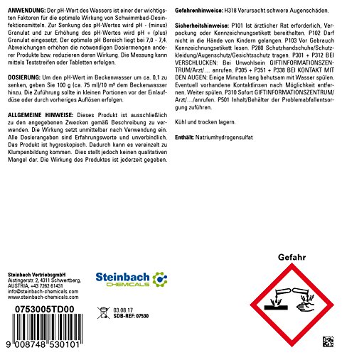 Steinbach Poolchemie, pH Minus Granulat, weiß, 10x10x20 cm, 0753005 - 4