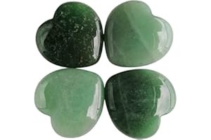 Lovionus89 Cristallo Lovionus89 a forma di cuore da 25 mm e pietre di guarigione intagliate Chakra Reiki per bilanciare l'energia per gioielli fai-da-te, Aventurina verde