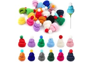 HMCEY 50 Stück Mini Mützen zum Basteln,Kleine Weihnachtsmützen,Mini Hüte Strickmützen Bunt,Flaschenmütze Weihnachten,Partyhüte für Kuscheltiere,Sorgenwürmchen Zubehör für DIY Kunsthandwerk, Deco