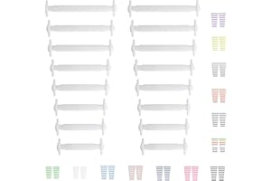 CCSOFTIME No Tie Elastic Trainers Laces,Plastic Silicone Shoelaces,Stretchy Laces Adult and Kids,Tieless Laces for Converse Air Force Boots,Waterproof Easy Shoes Laces