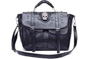 FiveloveTwo Punk Cráneo Mujer Cuero de PU Bolsos de Mano Diario Vida y Vacaciones Bolsos Bandolera Mochila Totes Para Shoppers y Bolsos de Hombro Carteras de mano y Clutches