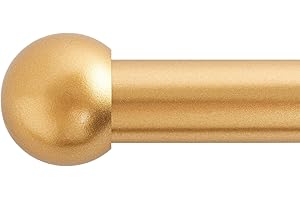 BOOM JOG Curtain Poles 76-210cm (30" to 82") Gold Extendable Curtain Pole Set 25mm (1") Diameter Curtain Rod With Ball finials brackets
