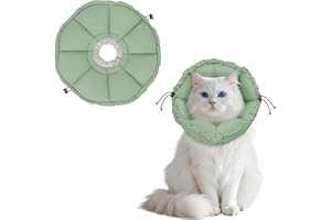 Supet Soft Cat Cone Collar to Stop Licking After Surgery Adjustable Waterproof Recovery Collar for Cats with Silent Material & Flower Design (Green,M)