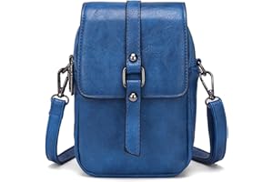 myfriday Women Vintage Crossbody Phone Bag Small Messenger Bag Shoulder Bag Handbag Wallet Purse 2 Main Pockets with Earphone Hole