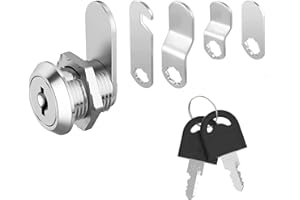 LacyMC Cerradura para Buzón de 16 mm,Cerradura de Levas, Cerradura de Armario,Cerradura de Muebles,Viene con 5 Placas de Bloqueo Diferentes,Cerradura de Puerta de Caja de Herramientas con llaves