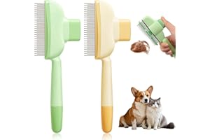 BCUUOZEEING 2 Stück Fellblitz Bürste, Selbstreinigender Flohkamm für Katze und Hund, Katzenkamm für Haustiere, Selbstreinigende Katzenbürste mit Auslöseknopf, Haarkamm für Katzenhaare für Lang und Kurzhaarpflege