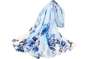 WEIGEER Bufanda de seda para mujer, bufanda azul, bufandal Lotus Scarf Neckerchief Long Head Wrap Thin Scarf Beach Women Hijab Belt Vintage Bridal Shawl Chiffon Scarf Cloth White