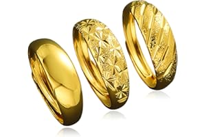 WHGHNCQ 3 Piezas Anillos Oro Quilates Anillos para hombre Anillos Apilables de Oro Finos Anillos Sencillos de DeclaracióN de Pulgares Anillo CóModo 7mm