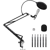 Amazon Basics Microphone Arm Stand with Pop Filter, 14-Inch (35.5 cm), Black
