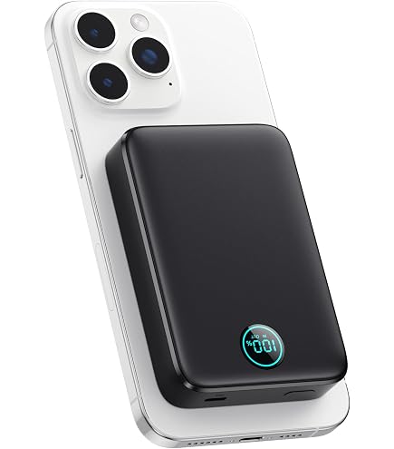 Power Bank Magnetico Magsafe 10000 MAh, Ricarica Rapida 22.5W PD, Powerbank Wireless Con Display LED E Supporto, Compatibile IPhone 16/15/14/13/12 Serie E Android
