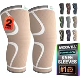 MODVEL 2 Pack Compression Knee Sleeves for Men and Women | Knee Braces for Running, Orthopedic for Meniscus Tear Relief, Arth